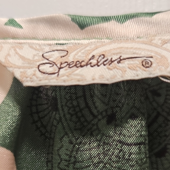 "Speechless" Vintage V-Neck Tie, Green and Cream Floral Blouse, Size 4. - Picture 4 of 7